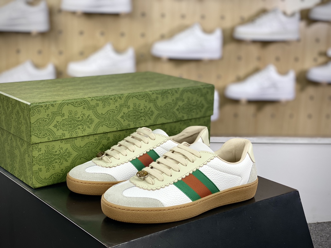 350 古驰Gucci G74 Web Low Sneakers G74系列低帮绅士百搭拼皮德训休闲板鞋