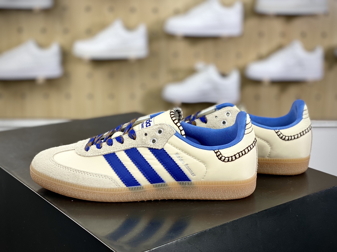 200 Wales Bonner x Adidas Originals Samba Classic”White/Royal Blue/Gum”桑巴舞板鞋“联名米白皇家蓝生胶底”IH7756