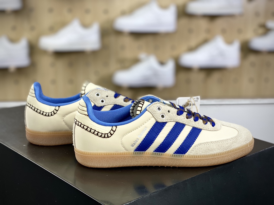 200 Wales Bonner x Adidas Originals Samba Classic”White/Royal Blue/Gum”桑巴舞板鞋“联名米白皇家蓝生胶底”IH7756