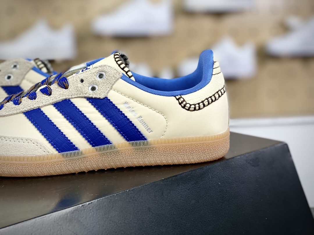 200 Wales Bonner x Adidas Originals Samba Classic”White/Royal Blue/Gum”桑巴舞板鞋“联名米白皇家蓝生胶底”IH7756