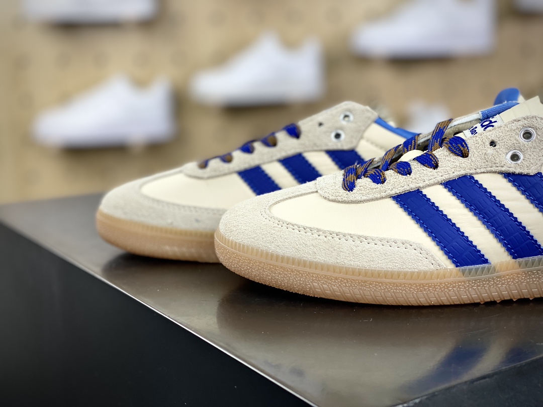 200 Wales Bonner x Adidas Originals Samba Classic”White/Royal Blue/Gum”桑巴舞板鞋“联名米白皇家蓝生胶底”IH7756