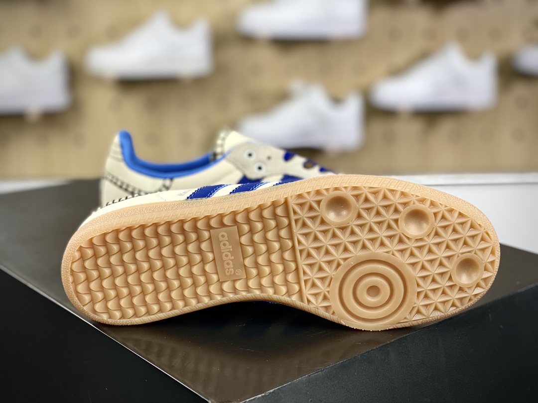 200 Wales Bonner x Adidas Originals Samba Classic”White/Royal Blue/Gum”桑巴舞板鞋“联名米白皇家蓝生胶底”IH7756