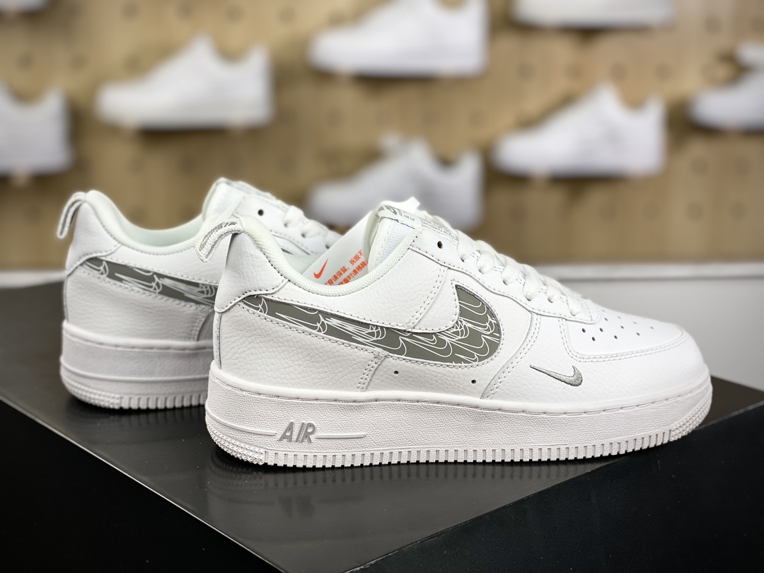 220 耐克Nike Air Force 1 ′07 LV8 Low Premium”Cut Out/White/Jade Mini Swoosh”空军一号板鞋“皮革白灰小双钩3M钩”FB8971-600