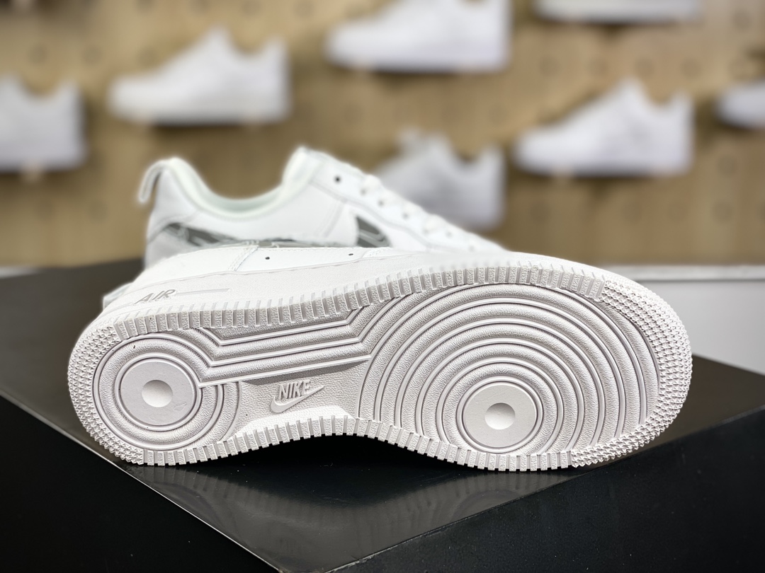 220 耐克Nike Air Force 1 ′07 LV8 Low Premium”Cut Out/White/Jade Mini Swoosh”空军一号板鞋“皮革白灰小双钩3M钩”FB8971-600