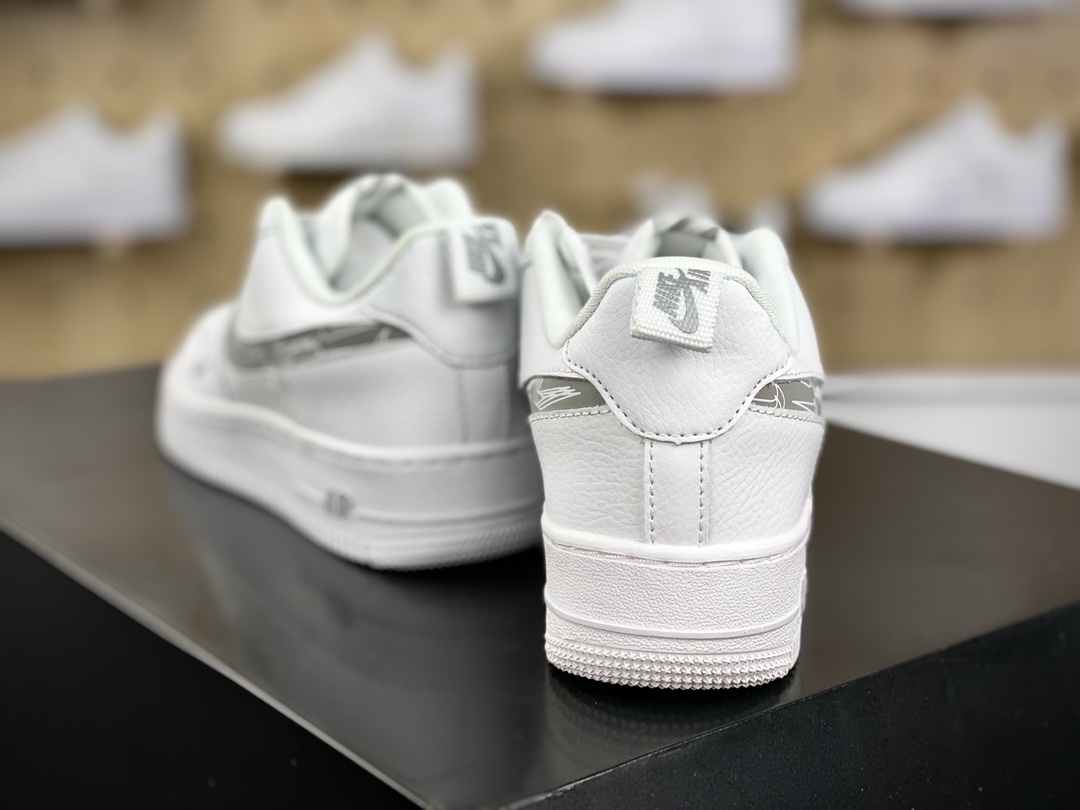 220 耐克Nike Air Force 1 ′07 LV8 Low Premium”Cut Out/White/Jade Mini Swoosh”空军一号板鞋“皮革白灰小双钩3M钩”FB8971-600