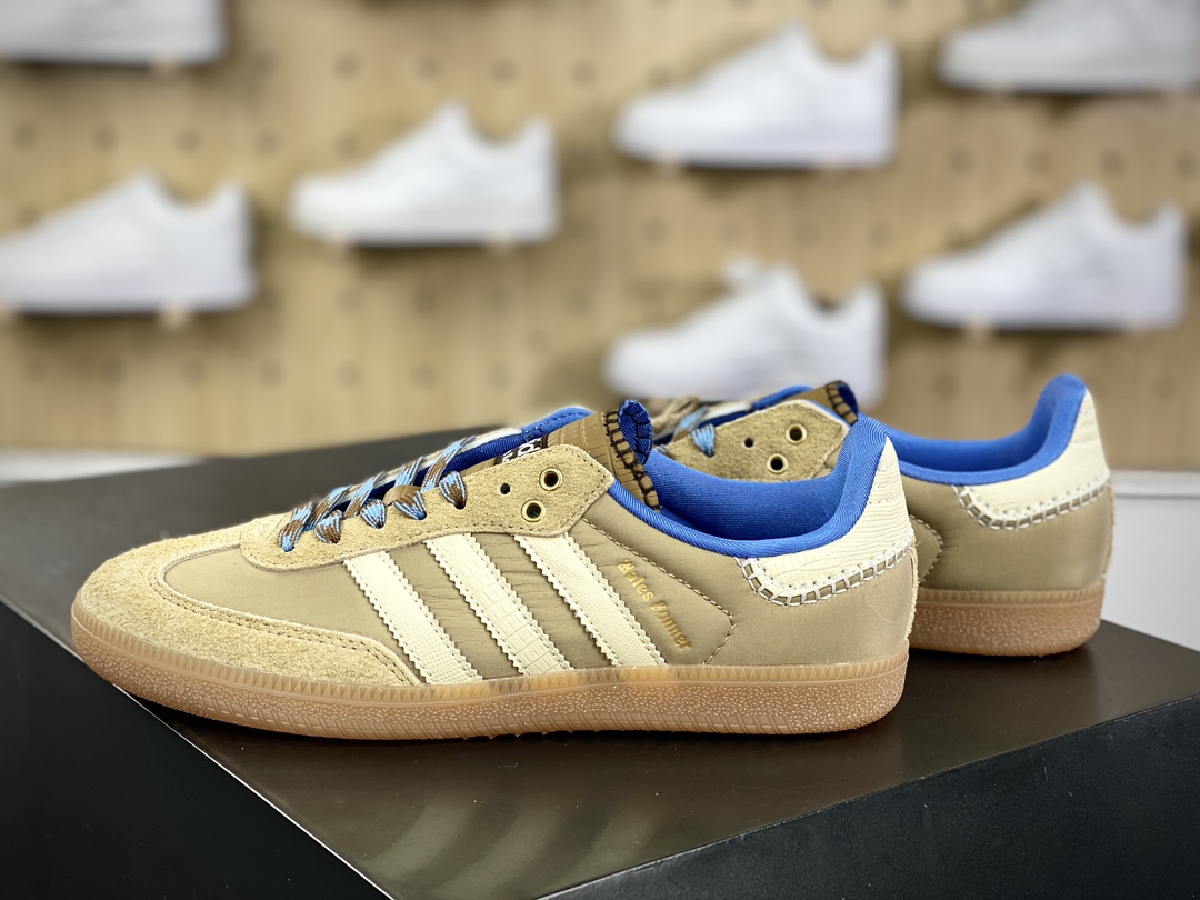 Wales Bonner x Adidas Originals Samba Classic ”Tan/White/Gum” Samba Dance Shoes ”Joint Milk Tea Yellow Milk White Blue Raw Rubber Sole” IH3261
