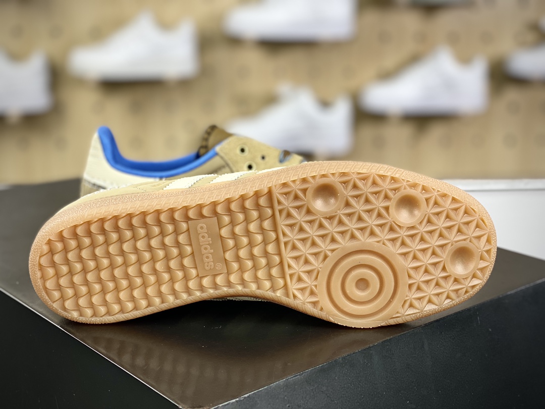 Wales Bonner x Adidas Originals Samba Classic ”Tan/White/Gum” Samba Dance Shoes ”Joint Milk Tea Yellow Milk White Blue Raw Rubber Sole” IH3261