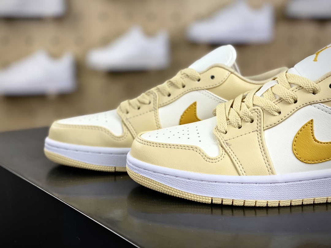 200 耐克Nike Wmns Air Jordan 1 Low GS”Team Gold”AJ1乔丹一代篮球鞋“皮革米黄”DC0774-170