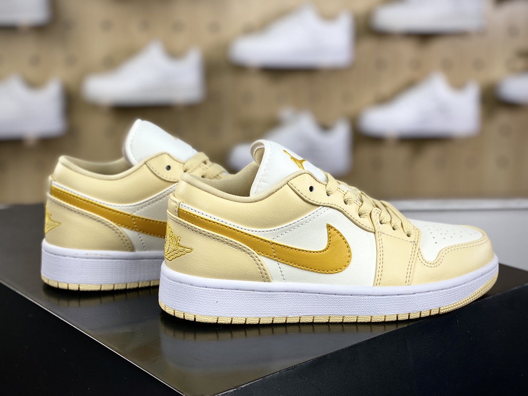 200 耐克Nike Wmns Air Jordan 1 Low GS”Team Gold”AJ1乔丹一代篮球鞋“皮革米黄”DC0774-170