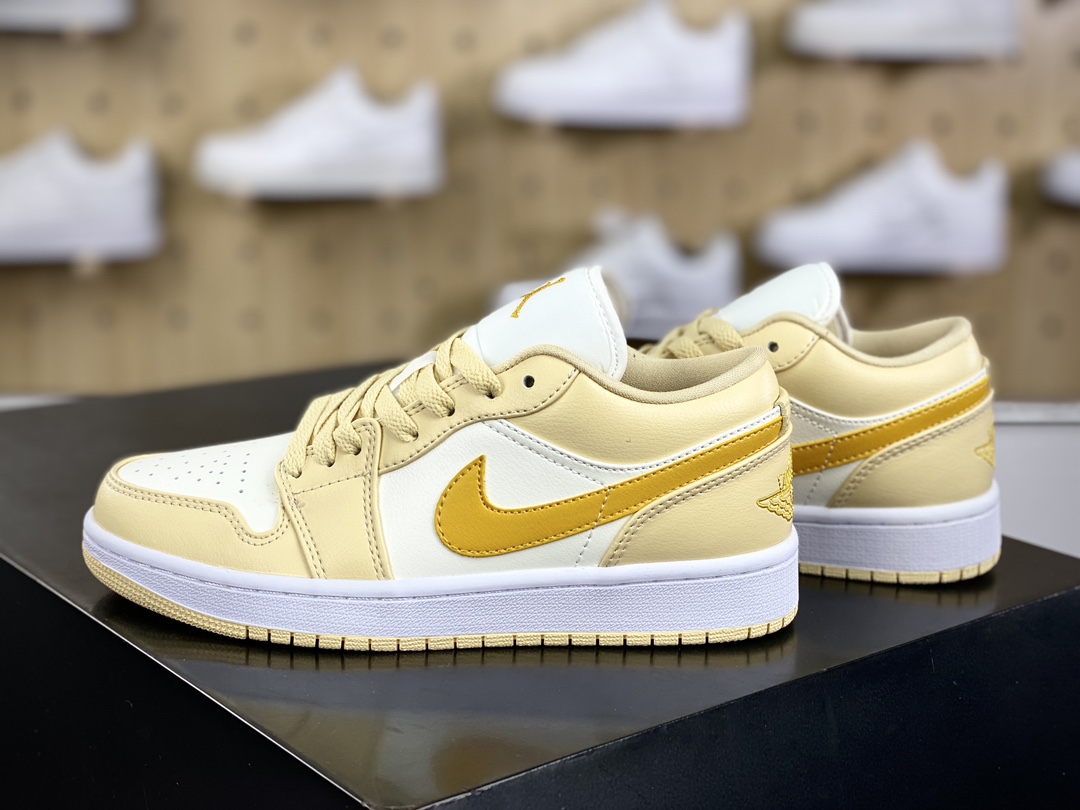 200 耐克Nike Wmns Air Jordan 1 Low GS”Team Gold”AJ1乔丹一代篮球鞋“皮革米黄”DC0774-170