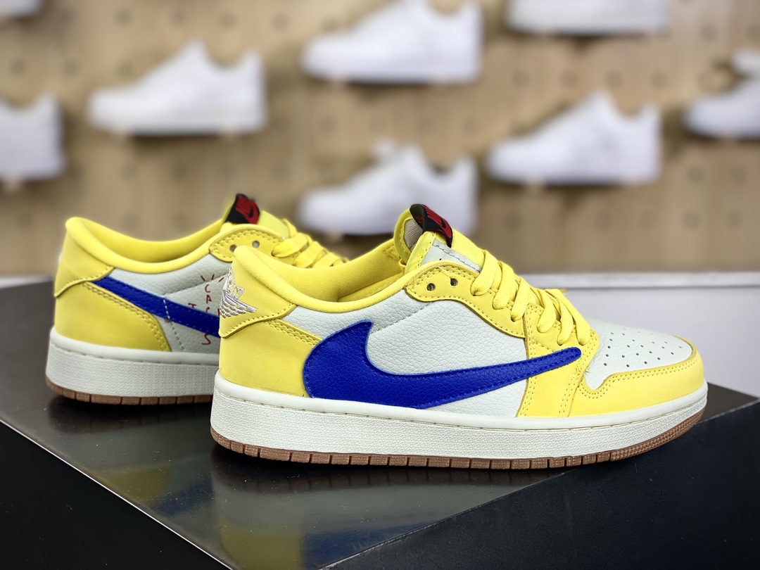 220 Travis Scott x Nike Wmns Air Jordan 1 Low OG”Canary”AJ1乔丹一代篮球鞋“TS联名蓝尼黄白黑倒钩8.0”DZ4137-700