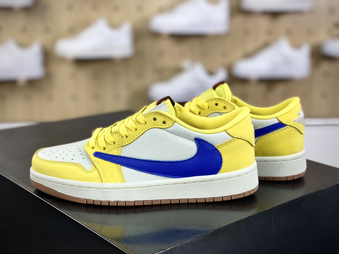 220 Travis Scott x Nike Wmns Air Jordan 1 Low OG”Canary”AJ1乔丹一代篮球鞋“TS联名蓝尼黄白黑倒钩8.0”DZ4137-700