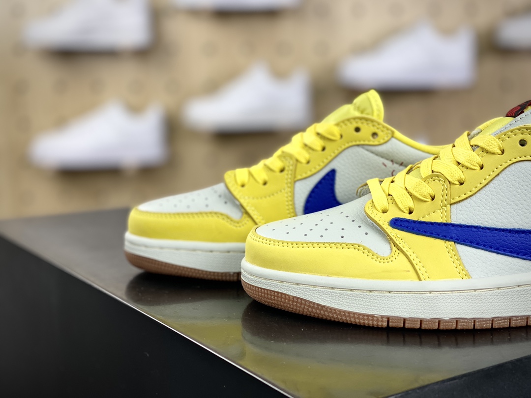 220 Travis Scott x Nike Wmns Air Jordan 1 Low OG”Canary”AJ1乔丹一代篮球鞋“TS联名蓝尼黄白黑倒钩8.0”DZ4137-700