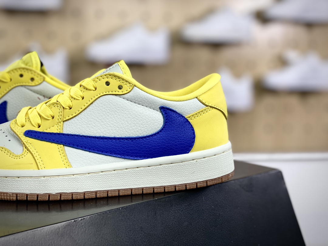 220 Travis Scott x Nike Wmns Air Jordan 1 Low OG”Canary”AJ1乔丹一代篮球鞋“TS联名蓝尼黄白黑倒钩8.0”DZ4137-700