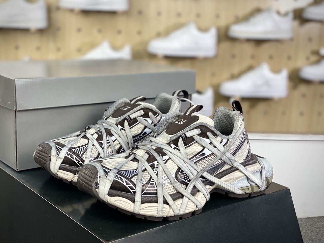 500 巴黎世家BALENCIAGA 3XL Extreme Lace Sneakers 3 慢跑鞋“米白灰深棕木乃伊绑绳”778697 W3XLL 2097