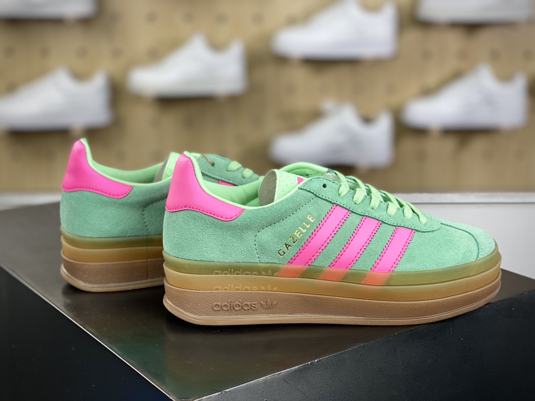 180 阿迪达斯Adidas Originals Gazelle Bold W 羚羊松糕板鞋“翻毛薄荷绿骚粉生胶底”H06125