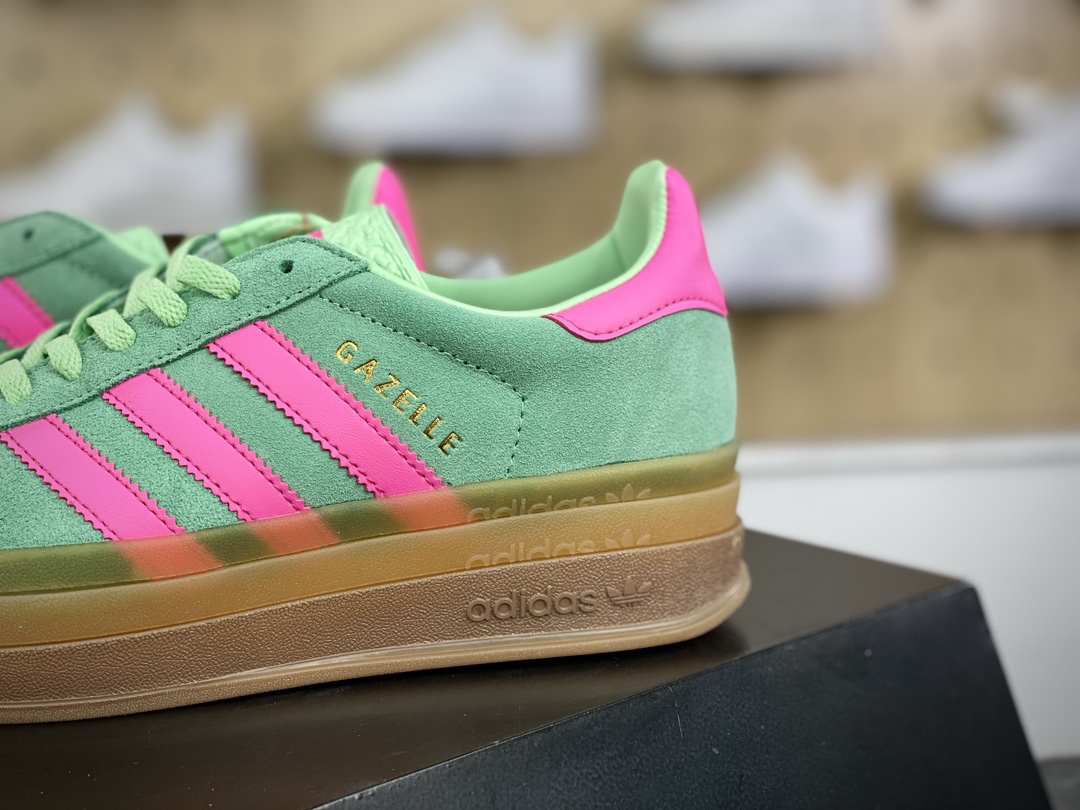 180 阿迪达斯Adidas Originals Gazelle Bold W 羚羊松糕板鞋“翻毛薄荷绿骚粉生胶底”H06125