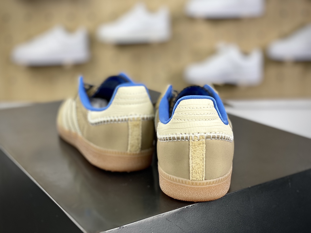 200 Wales Bonner x Adidas Originals Samba Classic”Tan/White/Gum”桑巴舞板鞋“联名奶茶黄奶白蓝生胶底”IH3261