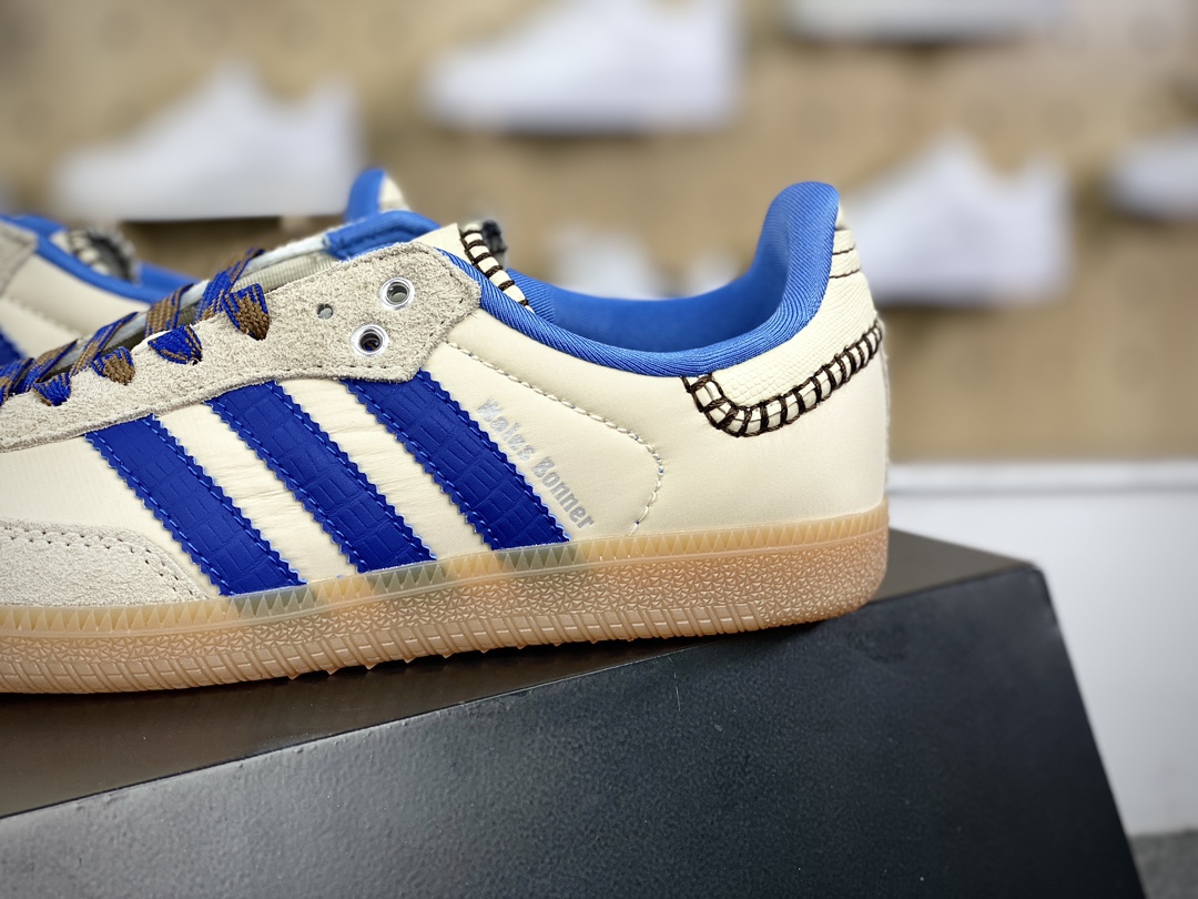 200 Wales Bonner x Adidas Originals Samba Classic”White/Royal Blue/Gum”桑巴舞板鞋“联名米白皇家蓝生胶底”IH7756