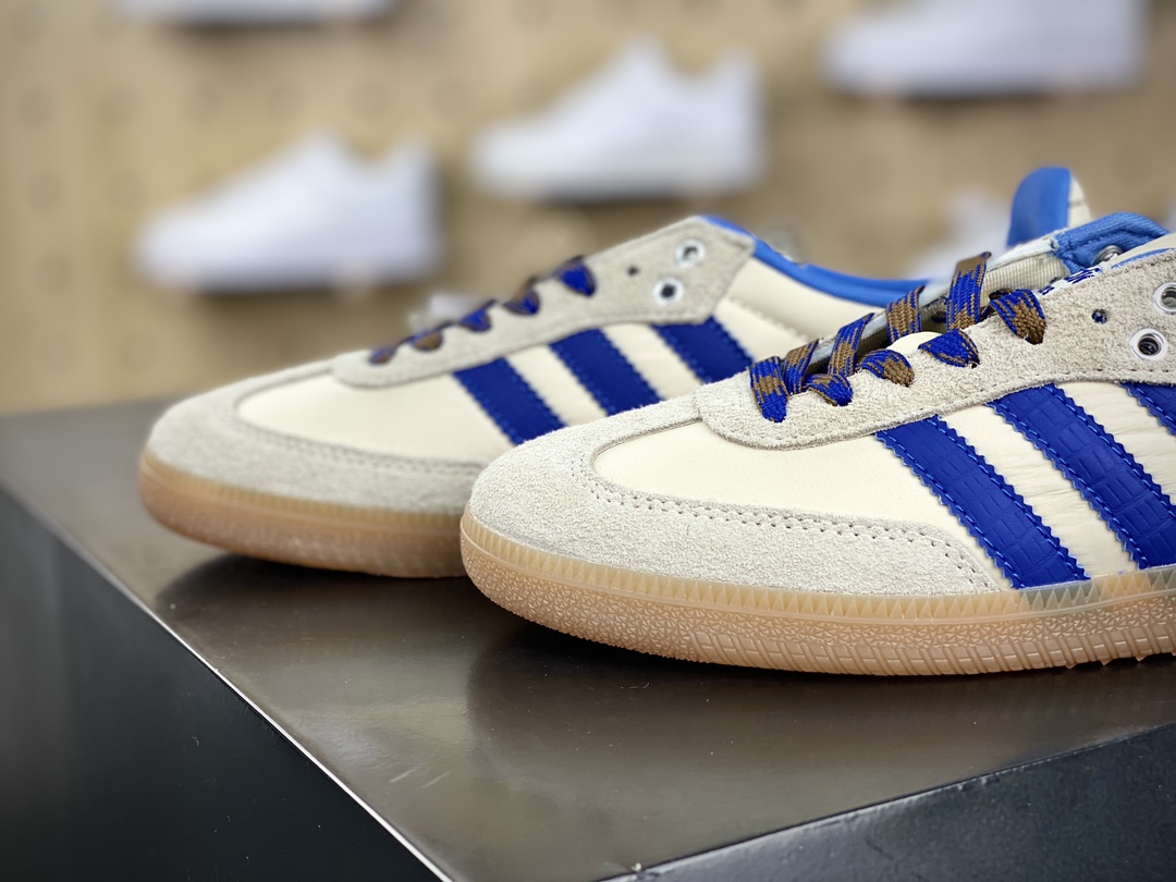 200 Wales Bonner x Adidas Originals Samba Classic”White/Royal Blue/Gum”桑巴舞板鞋“联名米白皇家蓝生胶底”IH7756