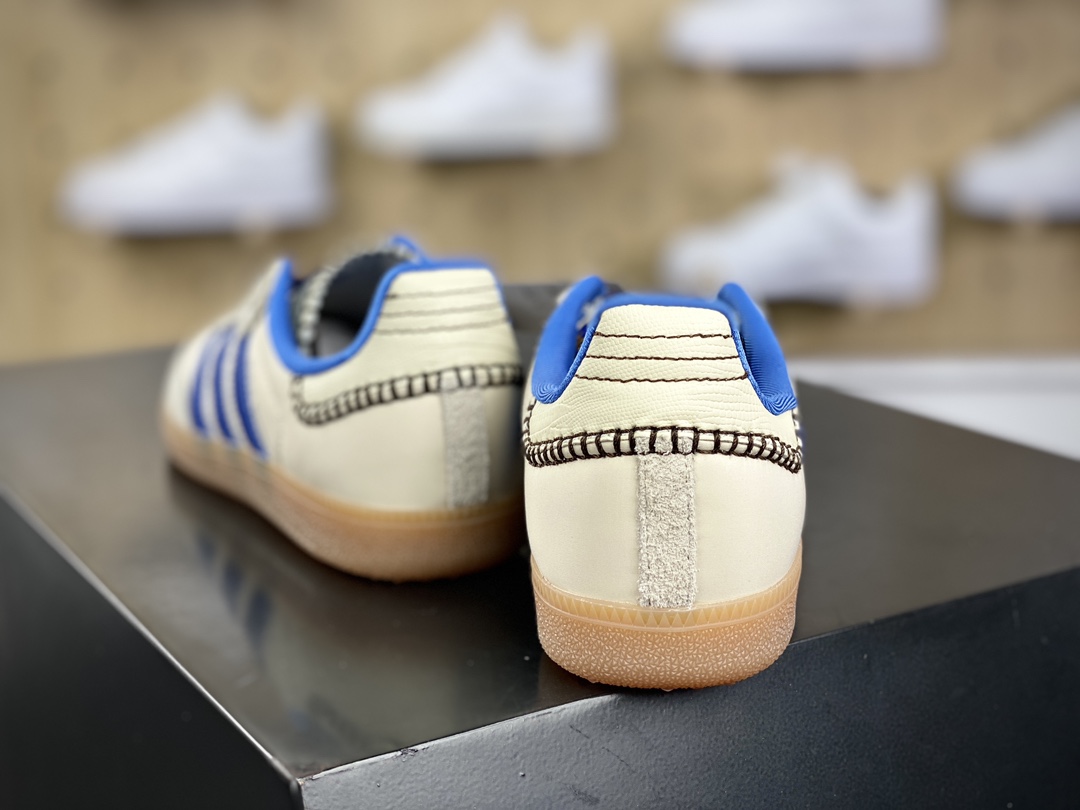 200 Wales Bonner x Adidas Originals Samba Classic”White/Royal Blue/Gum”桑巴舞板鞋“联名米白皇家蓝生胶底”IH7756