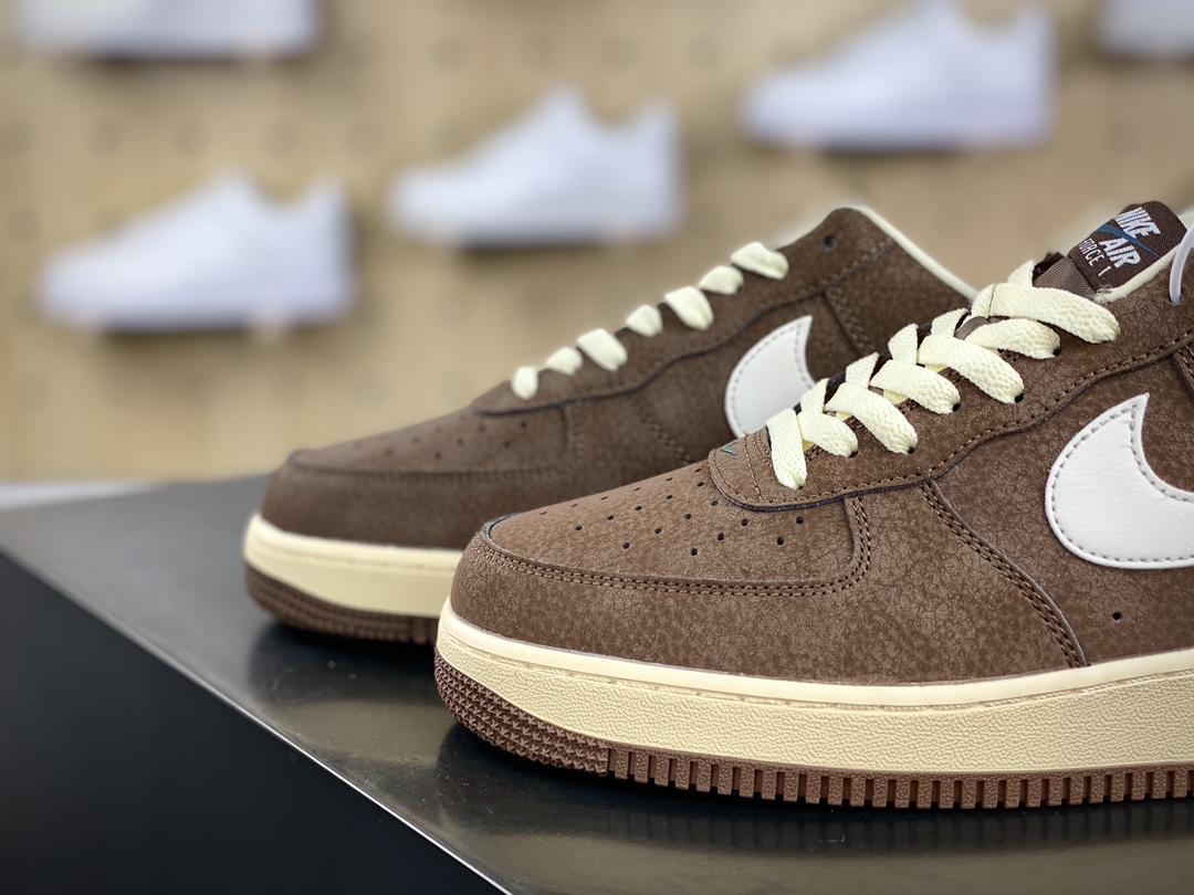 200 Nike Air Force 1’07 Low"Cacao Wow/Sail-Coconut Milk"空军一号板鞋“皮革深棕米白可可牛奶”FZ3592-259