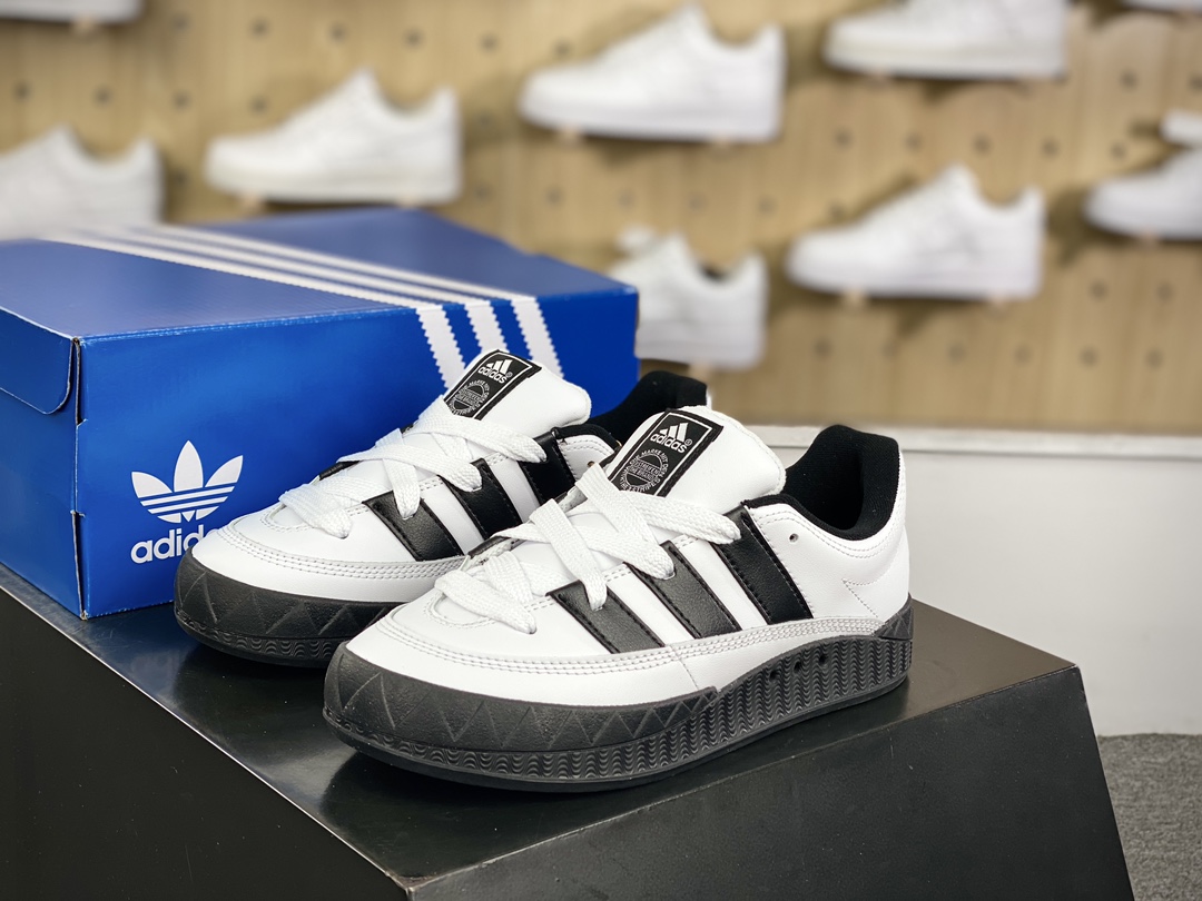 200 阿迪达斯Adidas Originals Adimatic Low”HOMMAGE”马蒂奇系列低帮板鞋“皮革白黑”ID7717