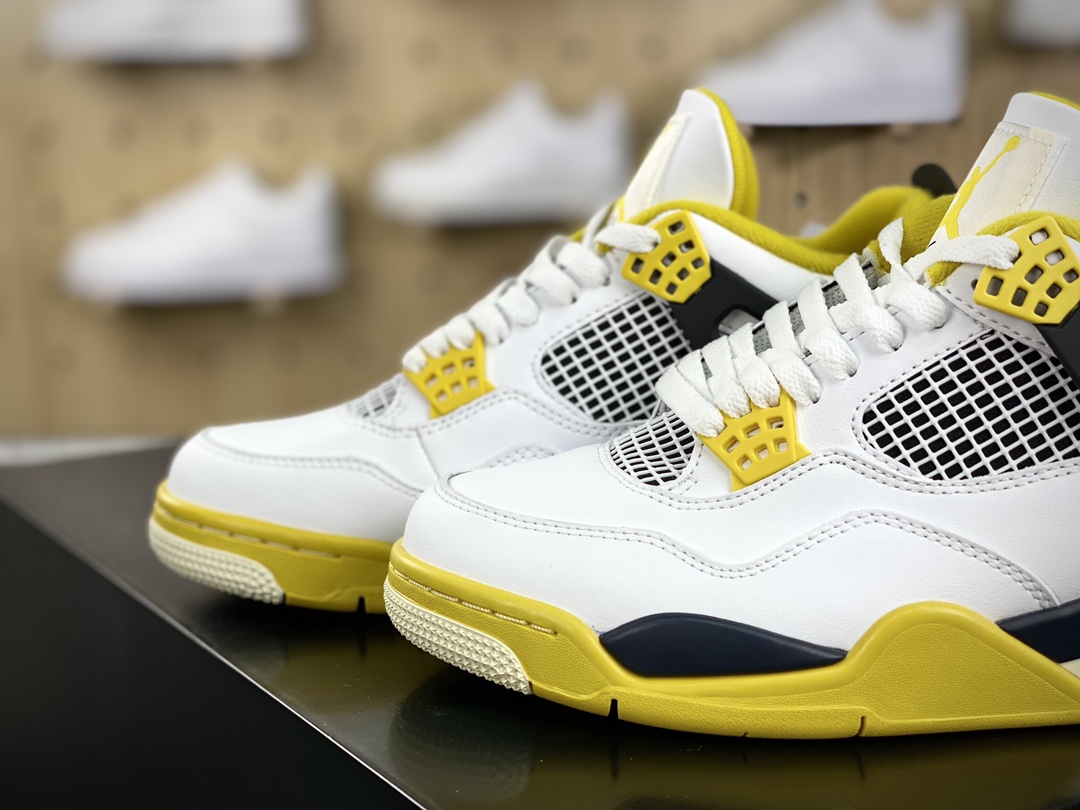 260 耐克Nike Air Jordan 4 Retro”Vivid Sulfur”迈克尔·乔丹AJ4代中帮篮球鞋“白金黑白”AQ9129-102