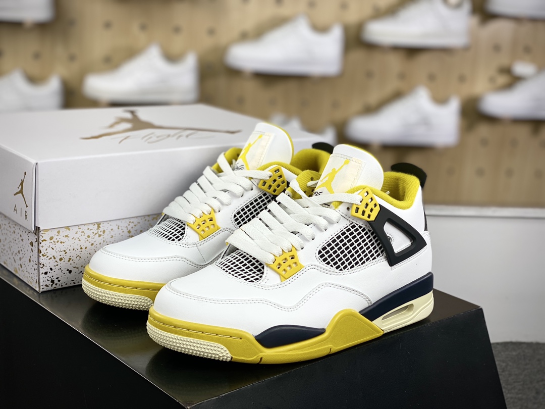 260 耐克Nike Air Jordan 4 Retro”Vivid Sulfur”迈克尔·乔丹AJ4代中帮篮球鞋“白金黑白”AQ9129-102