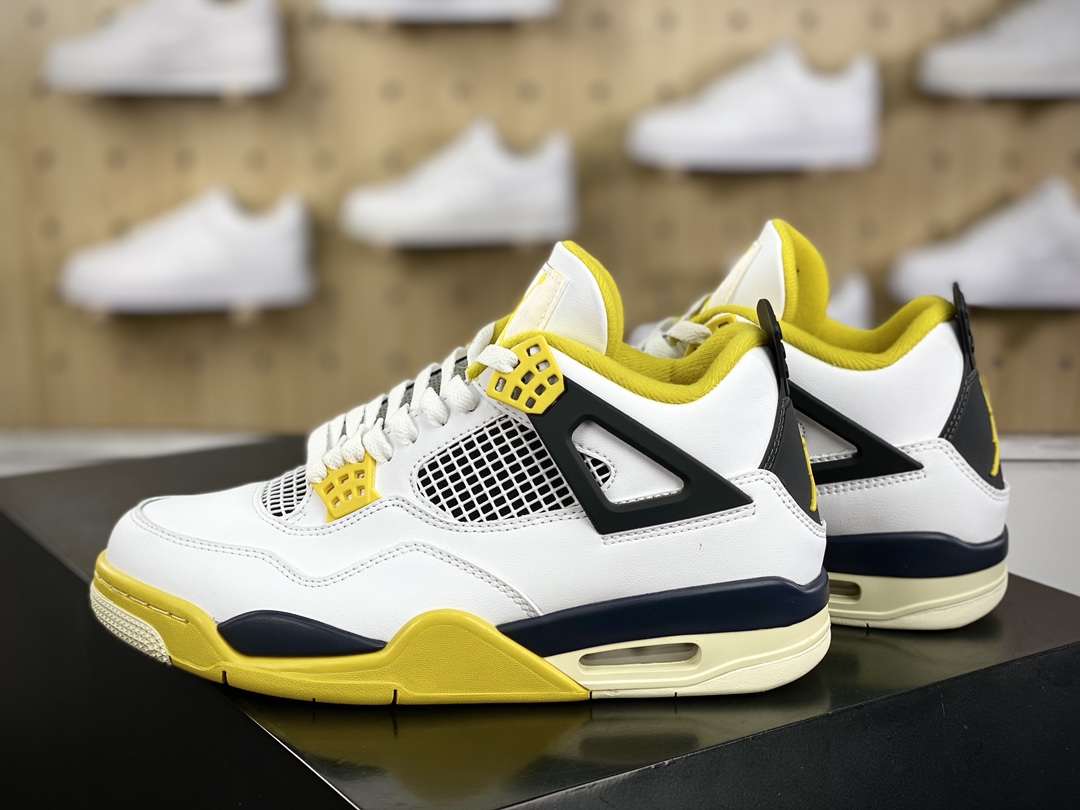 260 耐克Nike Air Jordan 4 Retro”Vivid Sulfur”迈克尔·乔丹AJ4代中帮篮球鞋“白金黑白”AQ9129-102