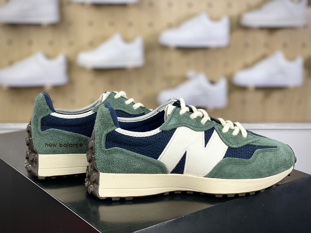 160 NB新百伦New Balance 327系列低帮复古休闲运动慢跑鞋“墨绿午夜蓝白”U327WVD