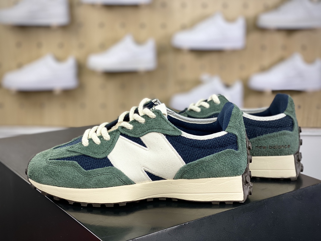 160 NB新百伦New Balance 327系列低帮复古休闲运动慢跑鞋“墨绿午夜蓝白”U327WVD