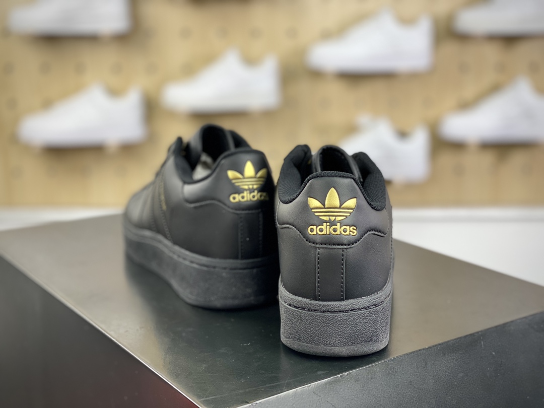 200 阿迪达斯/三叶草Adidas Originals Superstar XLG 贝壳头系列低帮板鞋“皮革武士黑金LOGO”ID4656