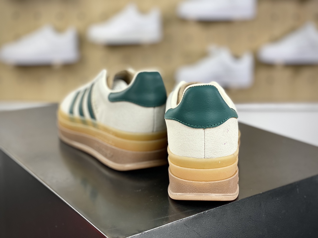 180 阿迪达斯Adidas Originals Gazelle Bold W 羚羊松糕板鞋“浅灰棕深绿生胶底”ID7056