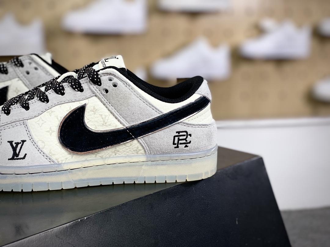 280 Louis Vuitton x Reigning Champ x Nike SB Dunk Low”Wolf Grey/Black/LV Monogram”扣篮板鞋“卫冕冠军狼灰黑LV老花”CR8033-501