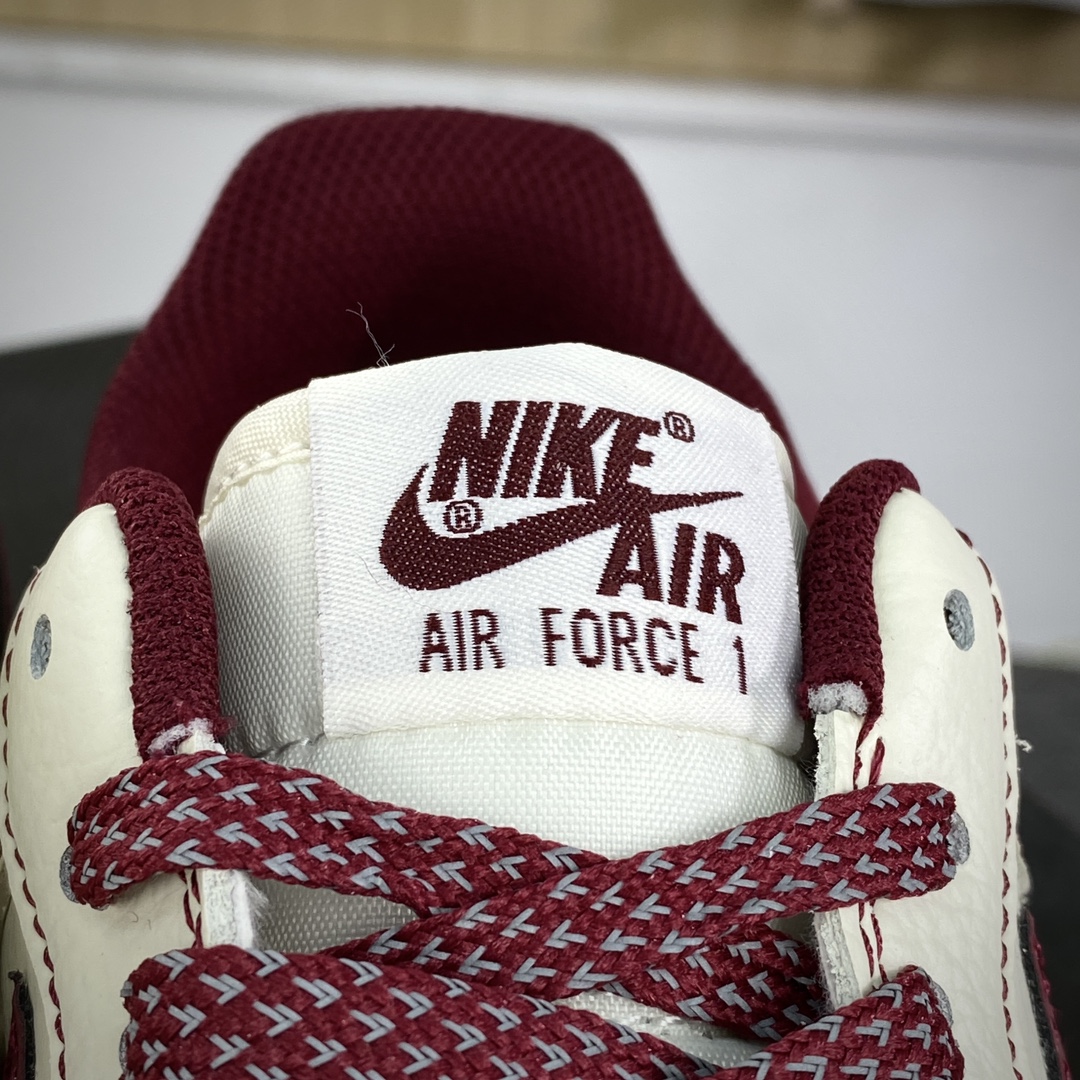 240 UNDEFEATED x Nike Air Force 1′07 Low”Beige/Wine Red”空军一号板鞋“皮革五杠米白酒红钩子”UN2395-523