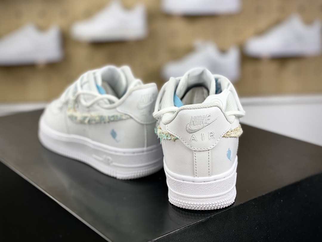 260 耐克Nike Air Force 1'07 Low”White/Blue Tweed”空军一号低帮板鞋“白浅蓝绿编织小香风绑绳”DH9999-223