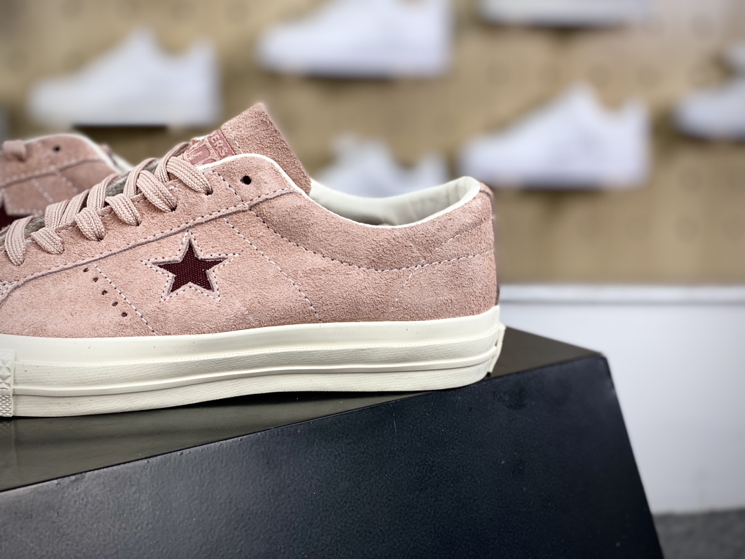 160 匡威Converse Chuck One Star OX Suede”Rose/White”一星系列经典低帮板鞋“翻毛玫瑰粉米白”A04156C