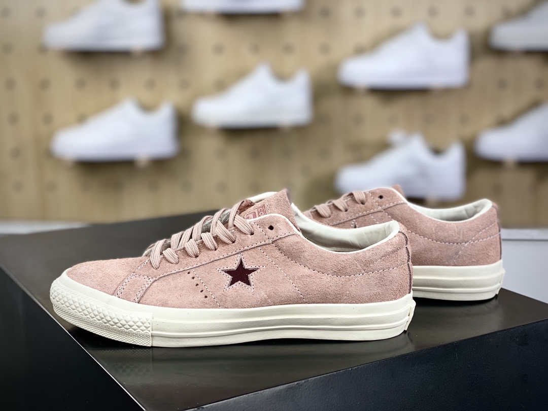 160 匡威Converse Chuck One Star OX Suede”Rose/White”一星系列经典低帮板鞋“翻毛玫瑰粉米白”A04156C