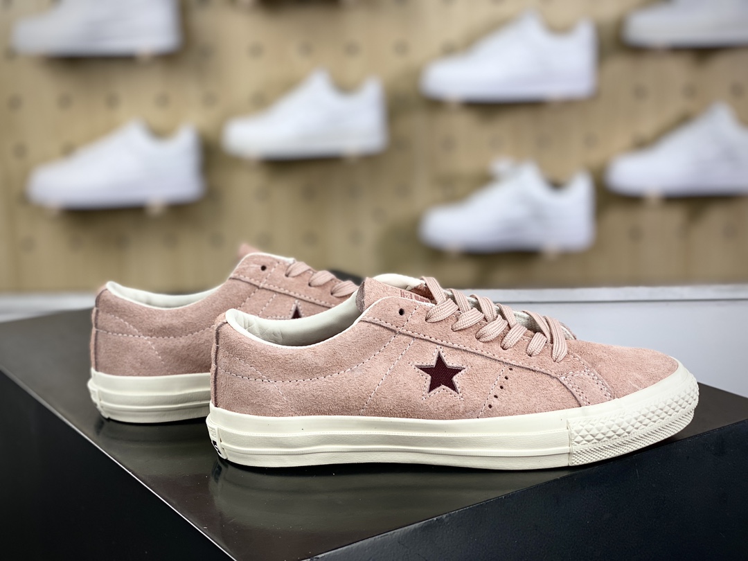 160 匡威Converse Chuck One Star OX Suede”Rose/White”一星系列经典低帮板鞋“翻毛玫瑰粉米白”A04156C