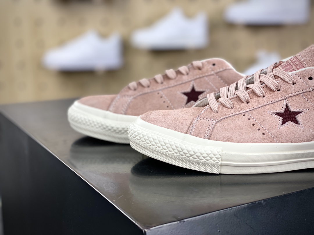 160 匡威Converse Chuck One Star OX Suede”Rose/White”一星系列经典低帮板鞋“翻毛玫瑰粉米白”A04156C