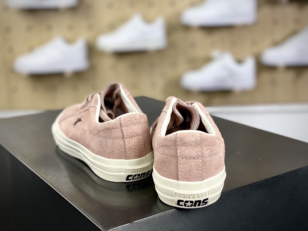 160 匡威Converse Chuck One Star OX Suede”Rose/White”一星系列经典低帮板鞋“翻毛玫瑰粉米白”A04156C