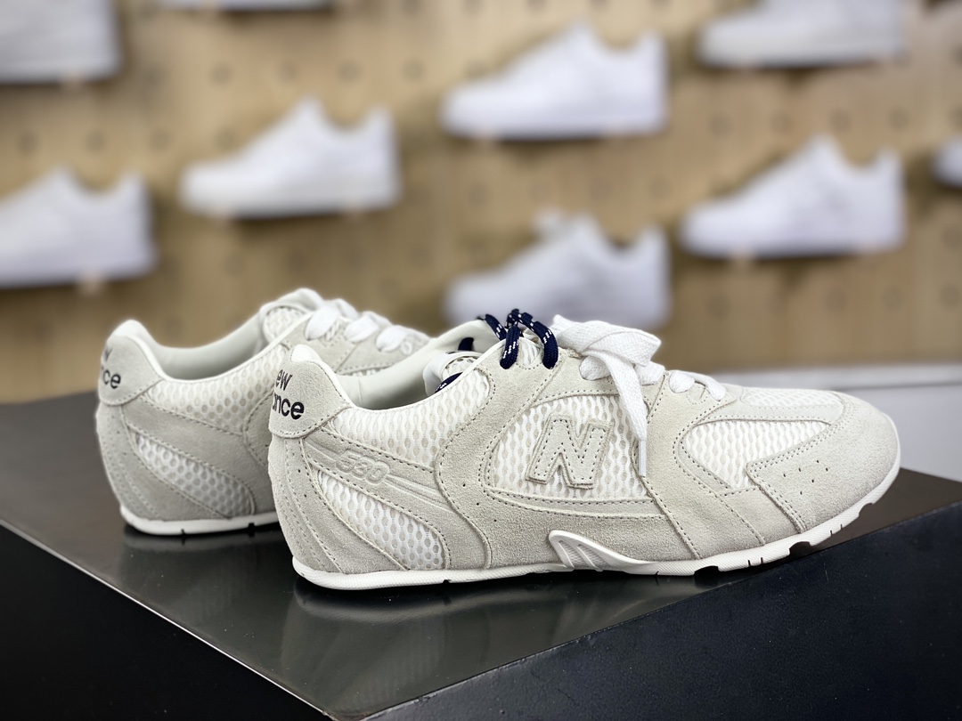 320 意大利奢侈品牌/缪缪Miu Miu x NB新百伦New Balance 530 SL系列慢跑鞋“联名翻毛白黑鞋带”5E165E_Z5O_F0401_F_D005