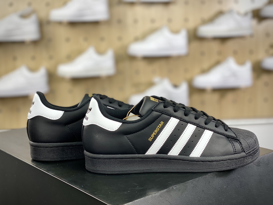 160 阿迪达斯/三叶草Adidas Originals Superstar”Black/White”经典贝壳头板鞋“20新版黑白金标”EG4959