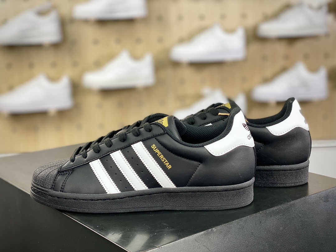 160 阿迪达斯/三叶草Adidas Originals Superstar”Black/White”经典贝壳头板鞋“20新版黑白金标”EG4959