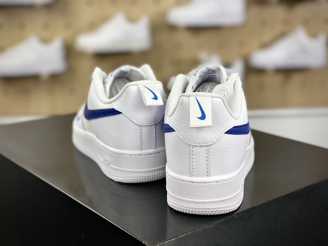 200 耐克Nike Air Force 1’07 Low LV8”Obsidian/Photo Blue”空军一号经典低帮板鞋“皮革白曜石蓝小钩提环”HF3836-100