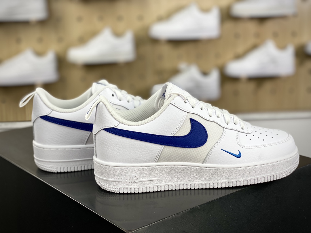 200 耐克Nike Air Force 1’07 Low LV8”Obsidian/Photo Blue”空军一号经典低帮板鞋“皮革白曜石蓝小钩提环”HF3836-100