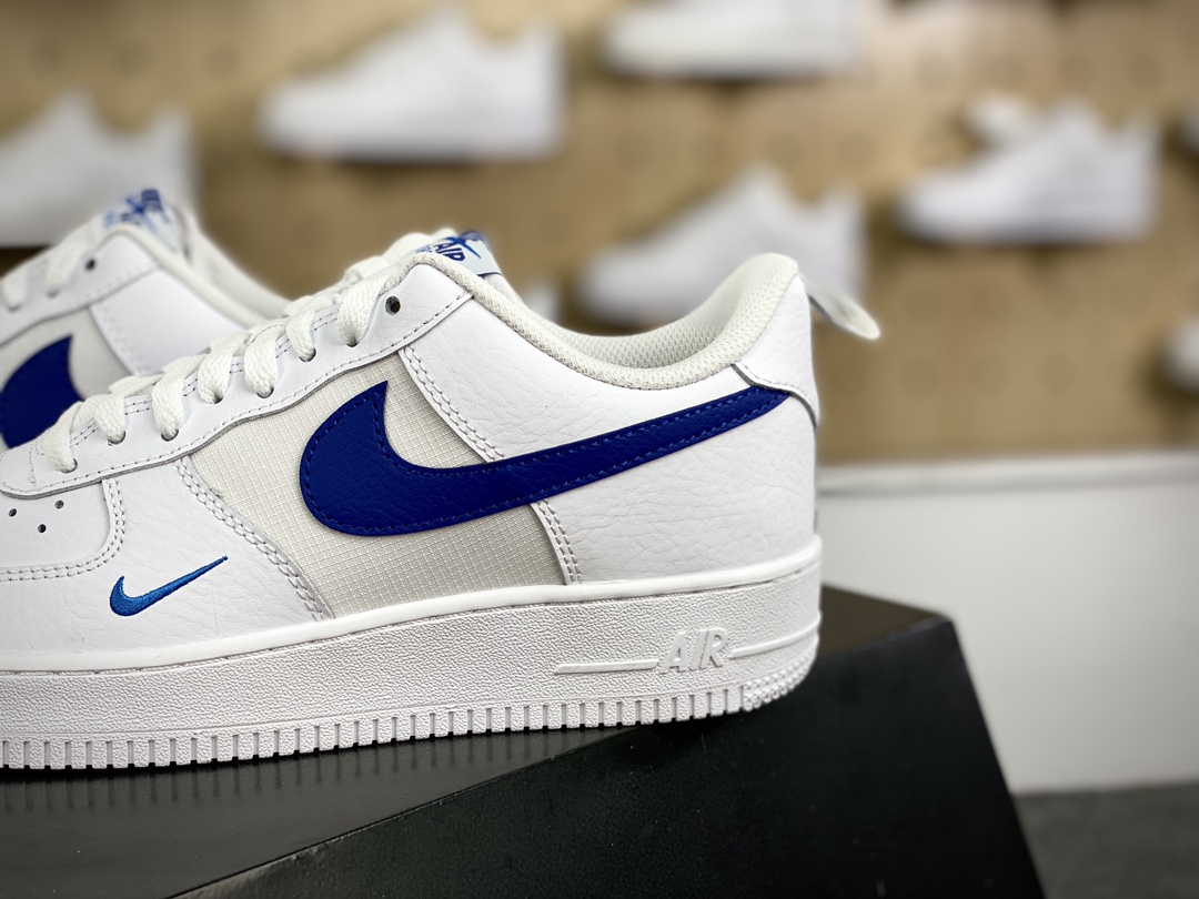 200 耐克Nike Air Force 1’07 Low LV8”Obsidian/Photo Blue”空军一号经典低帮板鞋“皮革白曜石蓝小钩提环”HF3836-100