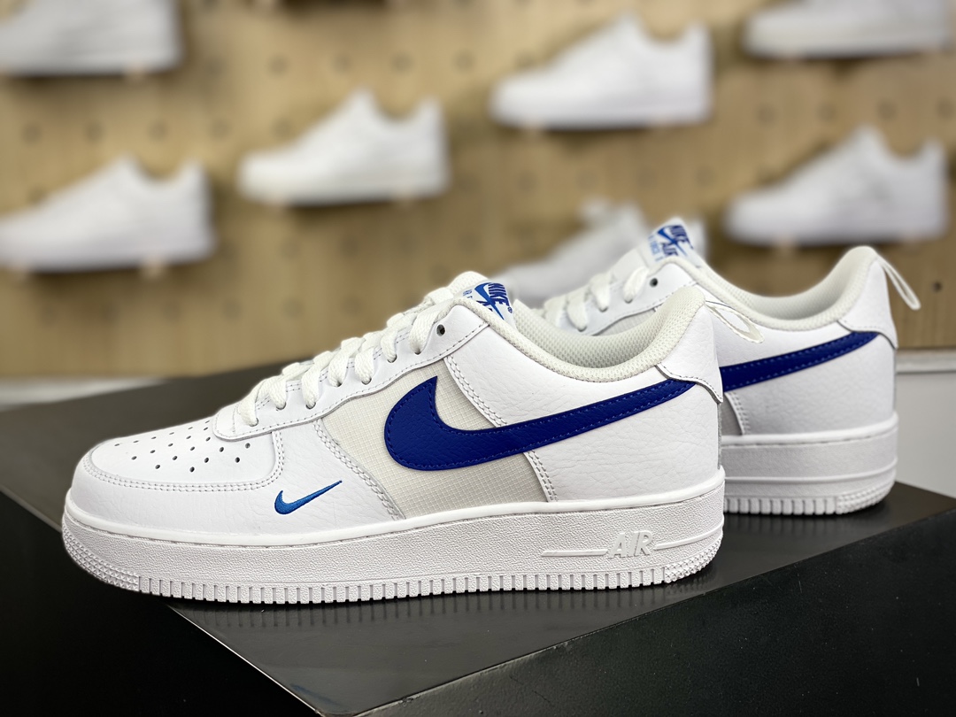 200 耐克Nike Air Force 1’07 Low LV8”Obsidian/Photo Blue”空军一号经典低帮板鞋“皮革白曜石蓝小钩提环”HF3836-100