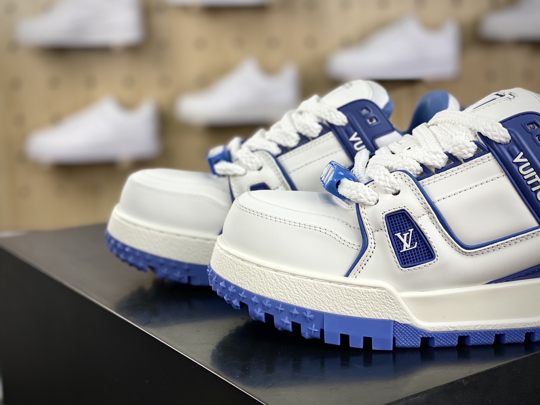 550 LV路易威登Louis Vuitton Trainer Maxi Low Leather Sneaker 板鞋“蓝白胖丁面包LV”1A88BK